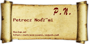 Petrecz Noémi névjegykártya